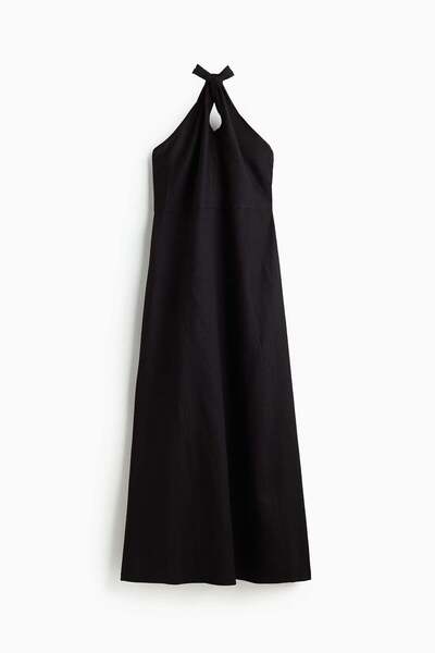 H&M Linen-blend halterneck dress