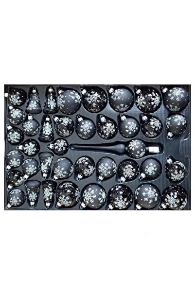 OEM Set 40 decorațiuni pentru bradul de Crăciun, sticlă lucrată manual, mată ...