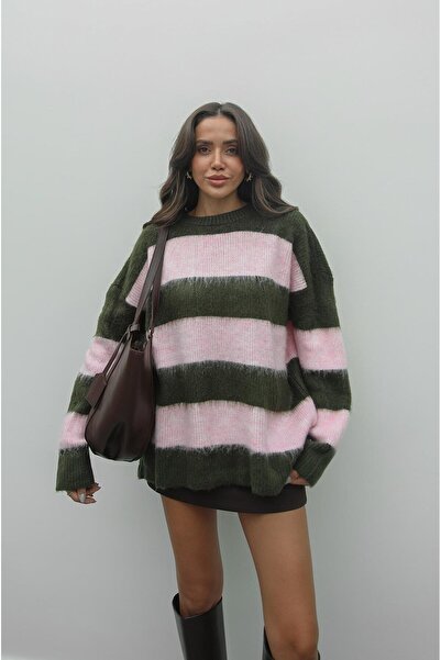 Havoş Yeşil Şardonlu Çizgili Kazak