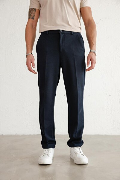 BRACCAS Men's Relaxed Fit Navy Blue Trousers