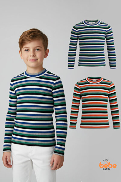 Trend Bebe Butik Set de 2 body-uri elastice cu dungi pentru băieți – Body de ...