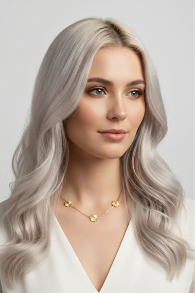 özgül takı ve tasarım Stainless Steel Bronze Clover Pattern Women's Necklace