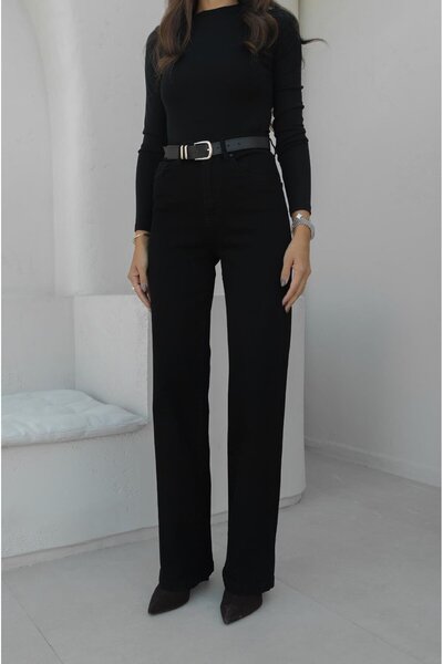 Havoş Black Belted High Waist Jeans
