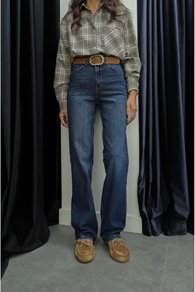 Havoş Dark Blue Straight Fit Vintage Jeans