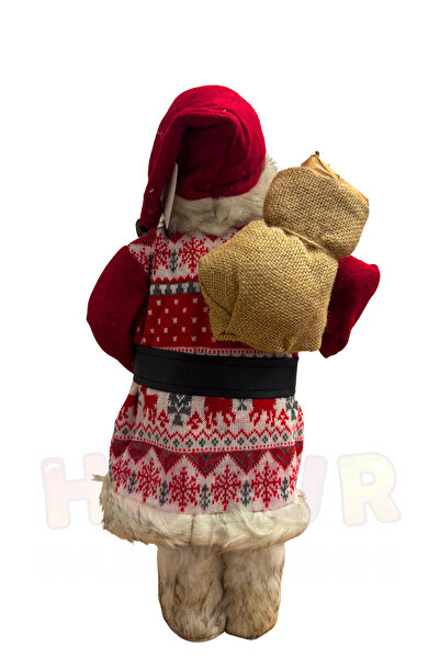 Huzur Party Store 45 cm Noel Baba Figürü Geyik Desenli Kıyafet Fener ve Hediye Çuvalı Detaylı Yılbaşı Ağacı Dekor Süsü