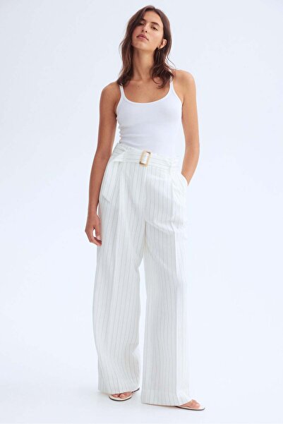 H&M Belted linen-blend trousers