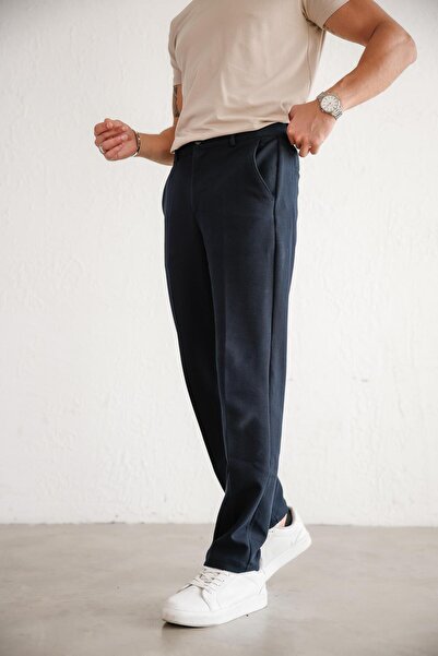 BRACCAS Men's Relaxed Fit Navy Blue Trousers