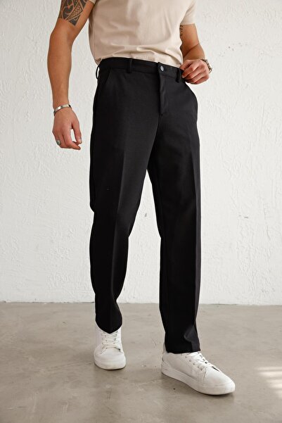 BRACCAS Men's Relaxed Fit Black Pants
