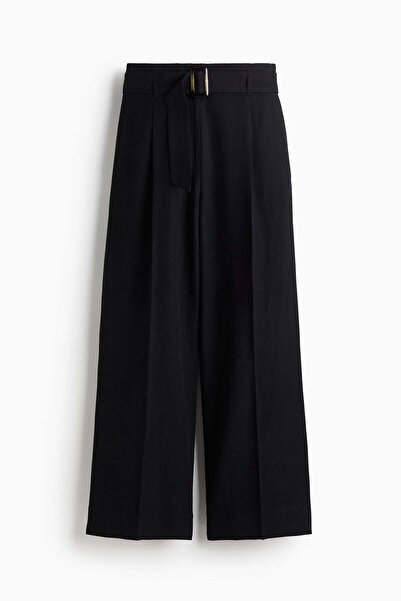 H&M بنطلون من مزيج الكتان بحزام