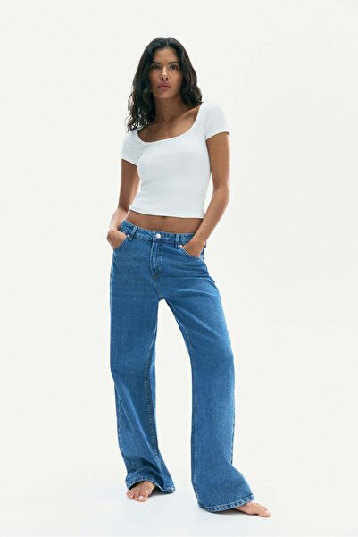 H&M Picot-trimmed ribbed T-shirt