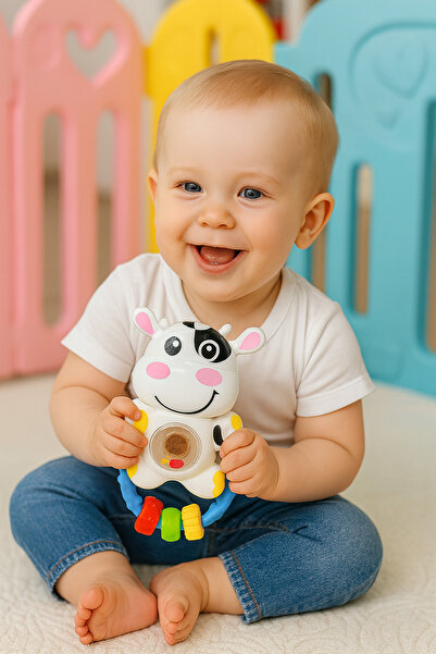 Kiddico Toys Çıngırak - Neşeli Sesli Pilli İnek