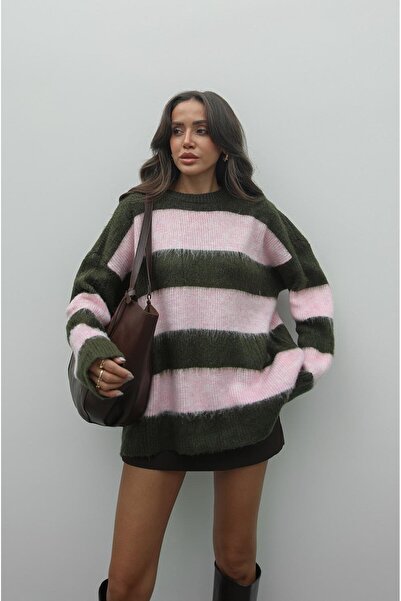 Havoş Yeşil Şardonlu Çizgili Kazak