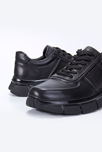 Vantaggio Barcelo Siyah %100 Hakiki Deri Erkek Sneaker Ayakkabı