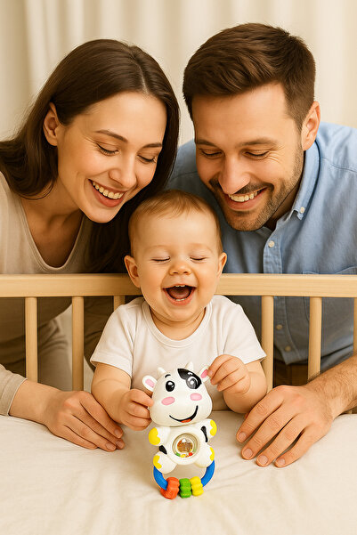 Kiddico Toys Çıngırak - Neşeli Sesli Pilli İnek