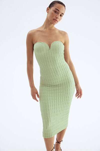 H&M Textured jersey bandeau dress