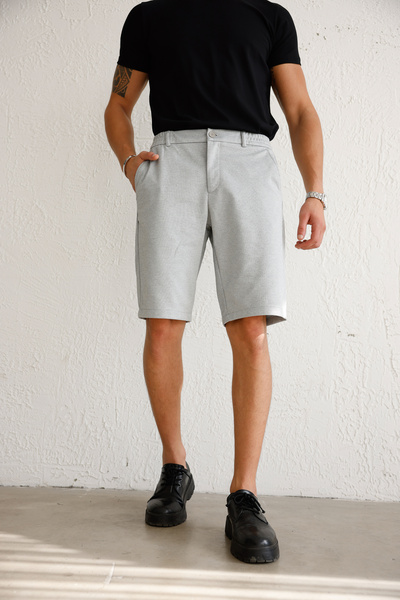 BRACCAS Men's Comfortable Cut Gray Shorts with Elastic Waist
