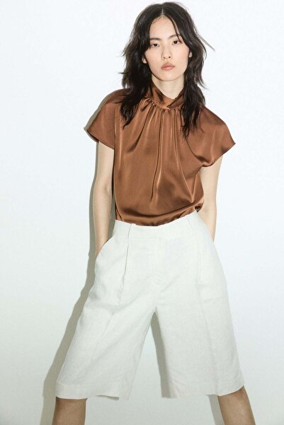 H&M Stand-collar satin blouse