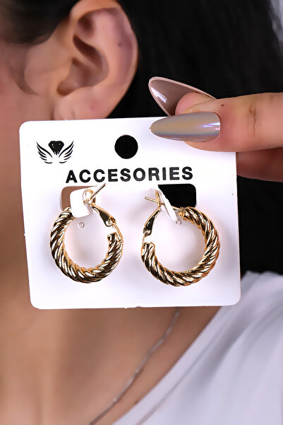 LOWEN AKSESUAR أقراط نسائية ملتوية باللون الذهبي