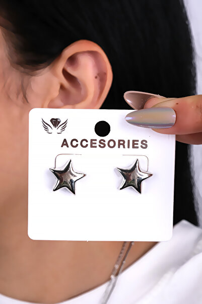 LOWEN AKSESUAR أقراط نجمة فضية اللون للمرأة