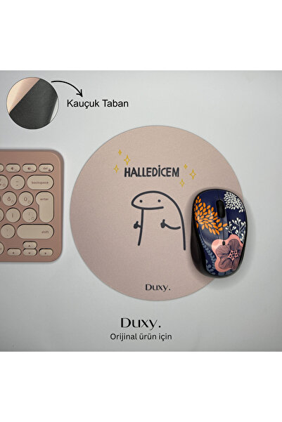 Duxy Espirili Kauçuk Mouse Pad, 19 cm, Kaymaz Taban, Ev Ofis Oyun için Rahat ve Yumuşak Mousepad