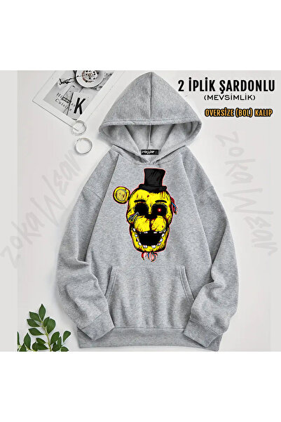 ZOKAWEAR Hanorac cu glugă cu imprimeu Bloody Golden Freddy FNAF (2 fire)