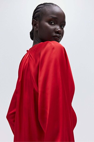 H&M Balloon-sleeved satin blouse