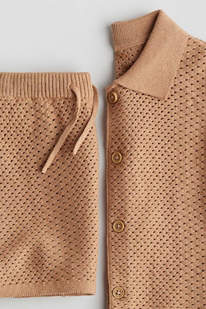 H&M طقم من قطعتين من القطن المحبوك الشبكي