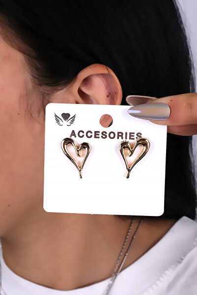 LOWEN AKSESUAR أقراط نسائية بتصميم قطرة على شكل قلب باللون الذهبي