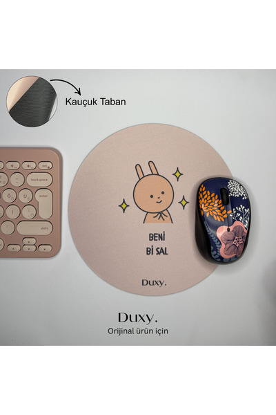 Duxy Espirili Kauçuk Mouse Pad, 19 cm, Kaymaz Taban, Ev Ofis Oyun için Rahat ...
