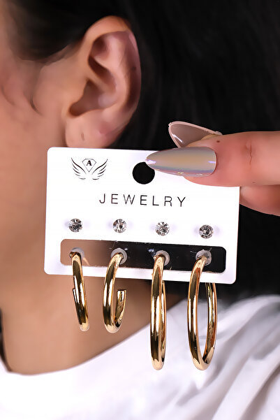 LOWEN AKSESUAR 8 قطع من الأقراط النسائية ذات اللون الذهبي