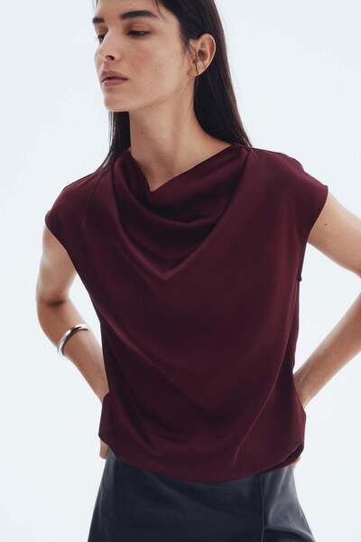 H&M Cap-sleeved satin blouse