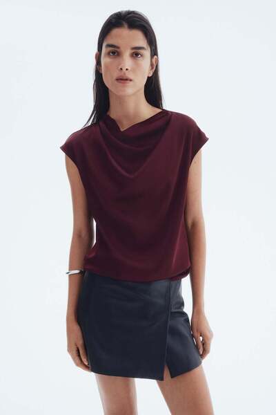 H&M Cap-sleeved satin blouse