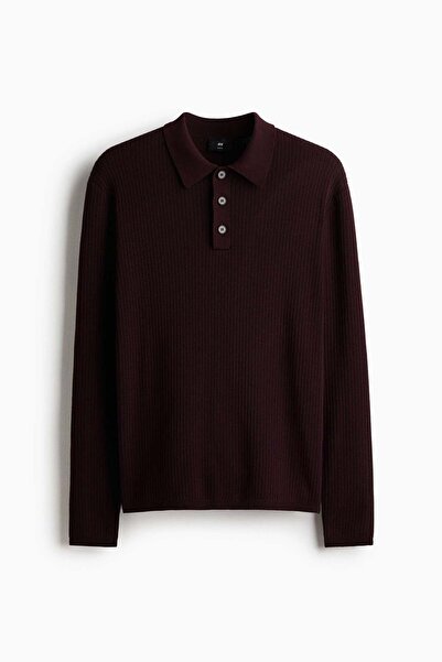 H&M Slim Fit Rib-knit polo shirt