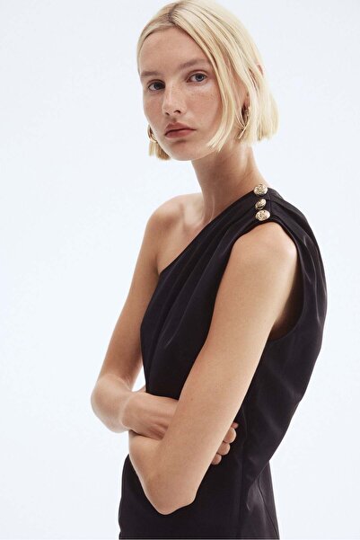 H&M Button-detail one-shoulder top