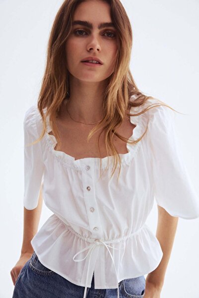 H&M Frill-trimmed cotton blouse