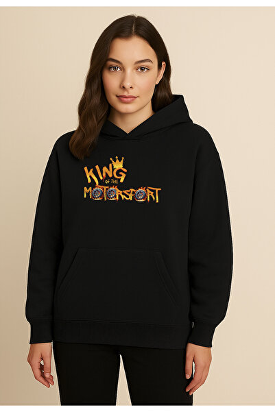 Racıng King of the Motorsport Printed Black Basic Sweatshirt Hoodie