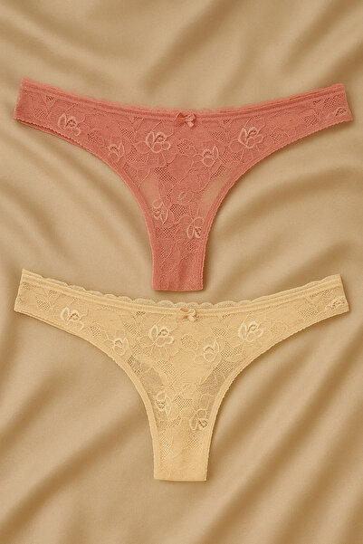 YOYYO Жіночі 2-х комплекти бавовняних трусиків з мереживом, нижня білизна Жін...