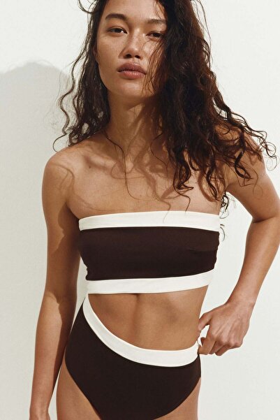 H&M Padded-cup cut-out bandeau swimsuit