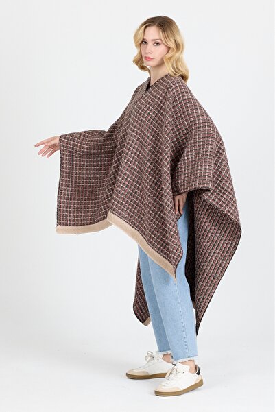 Ş&A BOUTIQE Poncho - Cotton Polyester Blend Stylish and High-Quality Fabric - Brown
