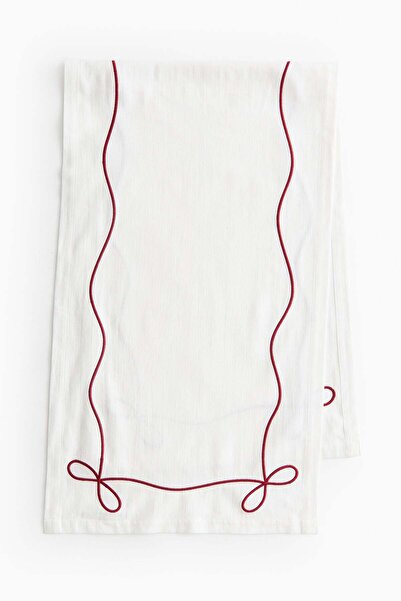 H&M Embroidered linen-blend runner