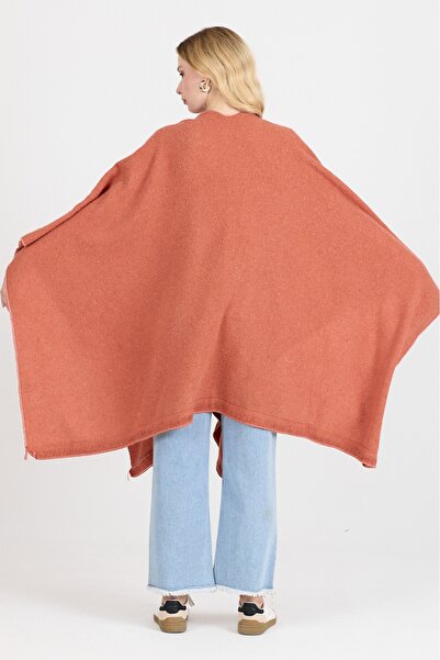 Combin Poncho - Cotton Polyester Blend Stylish and High-Quality Fabric - Orange