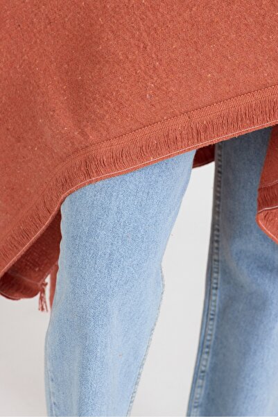 Combin Poncho - Cotton Polyester Blend Stylish and High-Quality Fabric - Orange