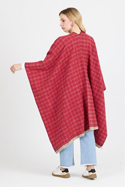 Ş&A BOUTIQE Poncho - Cotton Polyester Blend Stylish and High-Quality Fabric - Red
