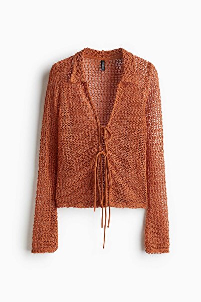 H&M Tie-front hole-knit top