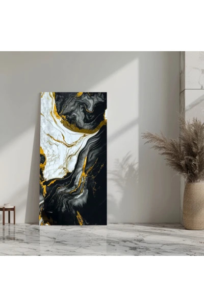 MallDeco Set 4 wall stickers marble style 60cm x 120cm, black-gold