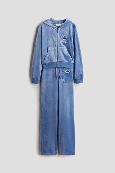 H&M 2-piece motif-detail velour set