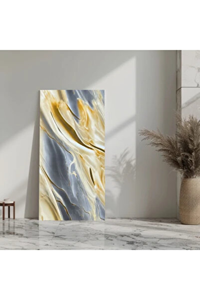 MallDeco Set 4 Stickere de Perete Marmură 60cm x 120cm, Galben