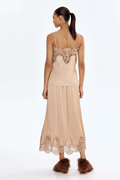 H&M Lace-inset satin strappy top