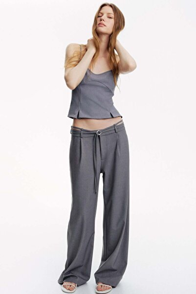 H&M Belted tailored trousers