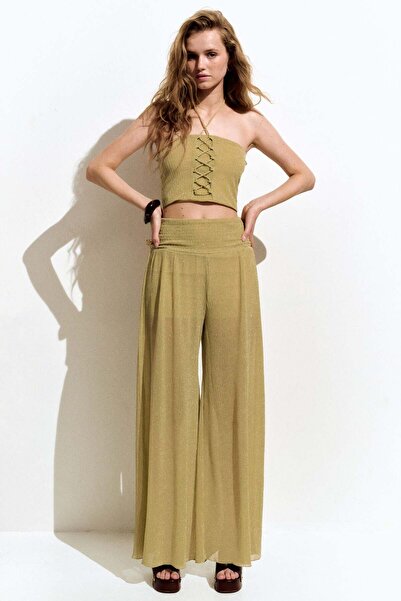 H&M Glittery lacing-detail halterneck top